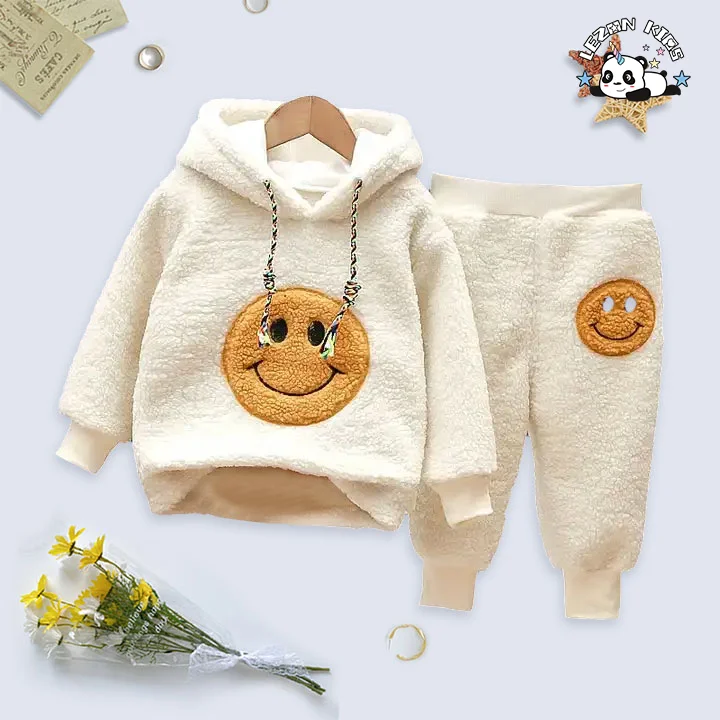 LEZONKIDS - Conjuntos de Roupas de Criança de Alta Qualidade 2 Peças Capuzes Camisetas Quentes Roupas de Bebê Conjuntos de Moletom para Crianças Conjuntos de Agasalhos de Inverno em Branco Para Crianças